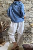 Rustic Nature Linen Blend Hippie Shake Hoodie Washed Navy